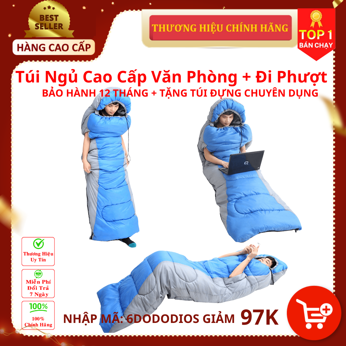 Túi Ngủ Cao Cấp Văn Phòng + Đi Phượt (Hàng Xuất Khẩu) - Túi Ngủ Dã Ngoại, Túi Ngủ Du Lịch - Chính hãng dododios