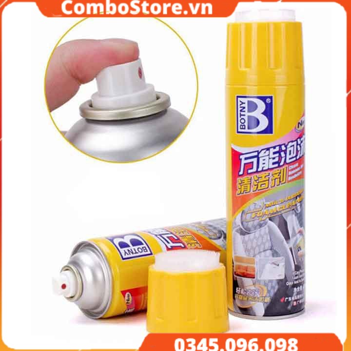 Chai xịt bọt bảo dưỡng da nội thất ô tô - Chai xịt bọt tẩy vệ sinh đa năng xe hơi - Botny 650ml