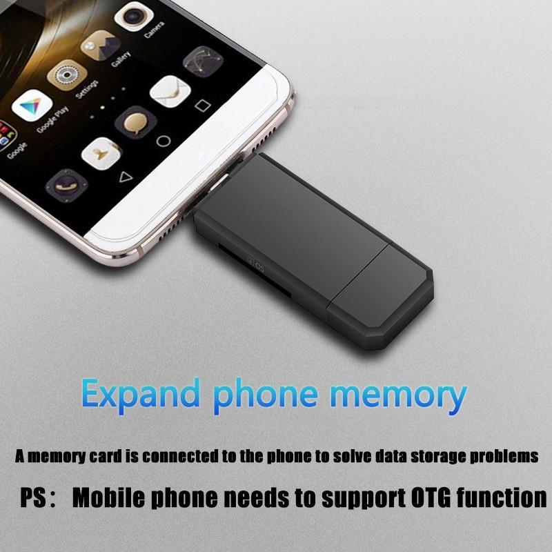Đầu đọc thẻ nhớ tốc độ cao hai cổng USB/Micro USB/ type C 3 trong 1 tiện lợi