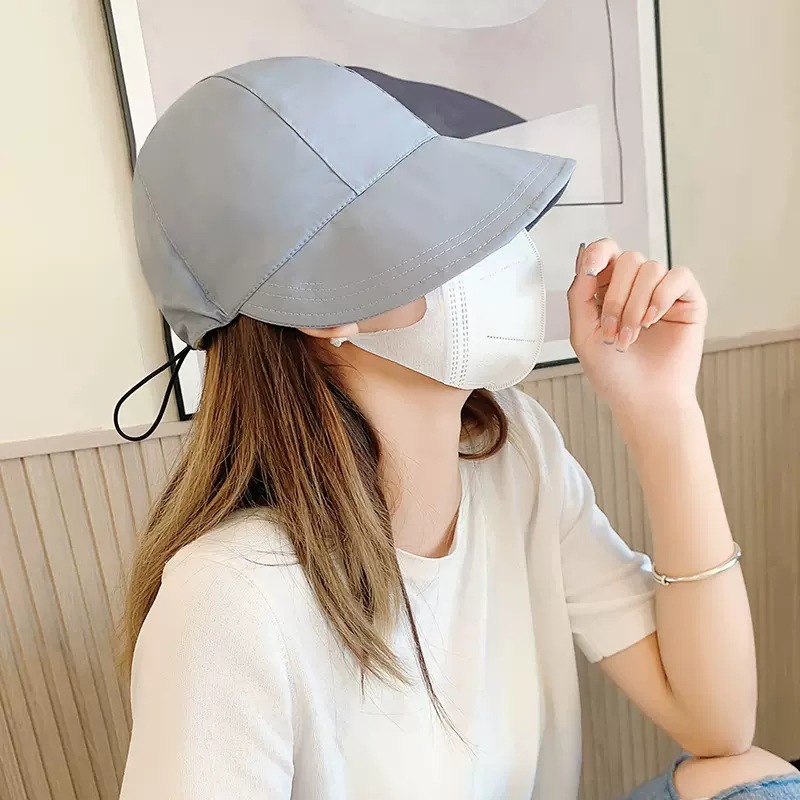 Mũ Chống Nắng Nửa Đầu Hàn Quốc Thời Trang Mũ Lưỡi Trai Chống Tia Uv, Nón Vành Rộng Có Móc Đeo Khẩu Trang