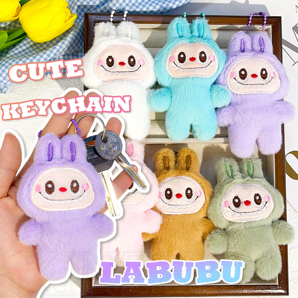 Móc khóa Gâu bông Labubu Monsters Macaron treo balo charm phụ kiện gắn balo túi xách
