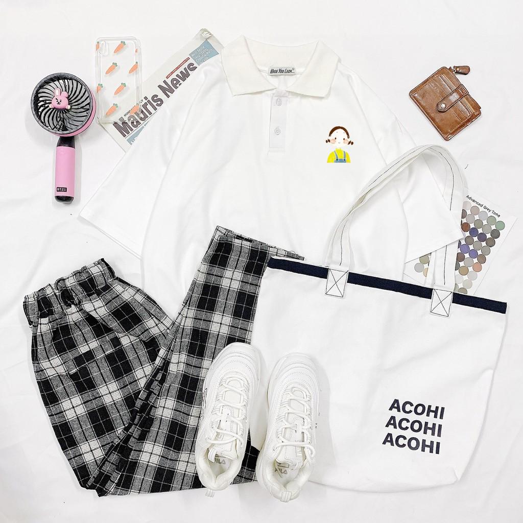 Polo Áo Thun Có Cổ Tay Lỡ Form Rộng Unisex BÉ MẶC YẾM Ulzzang Couple