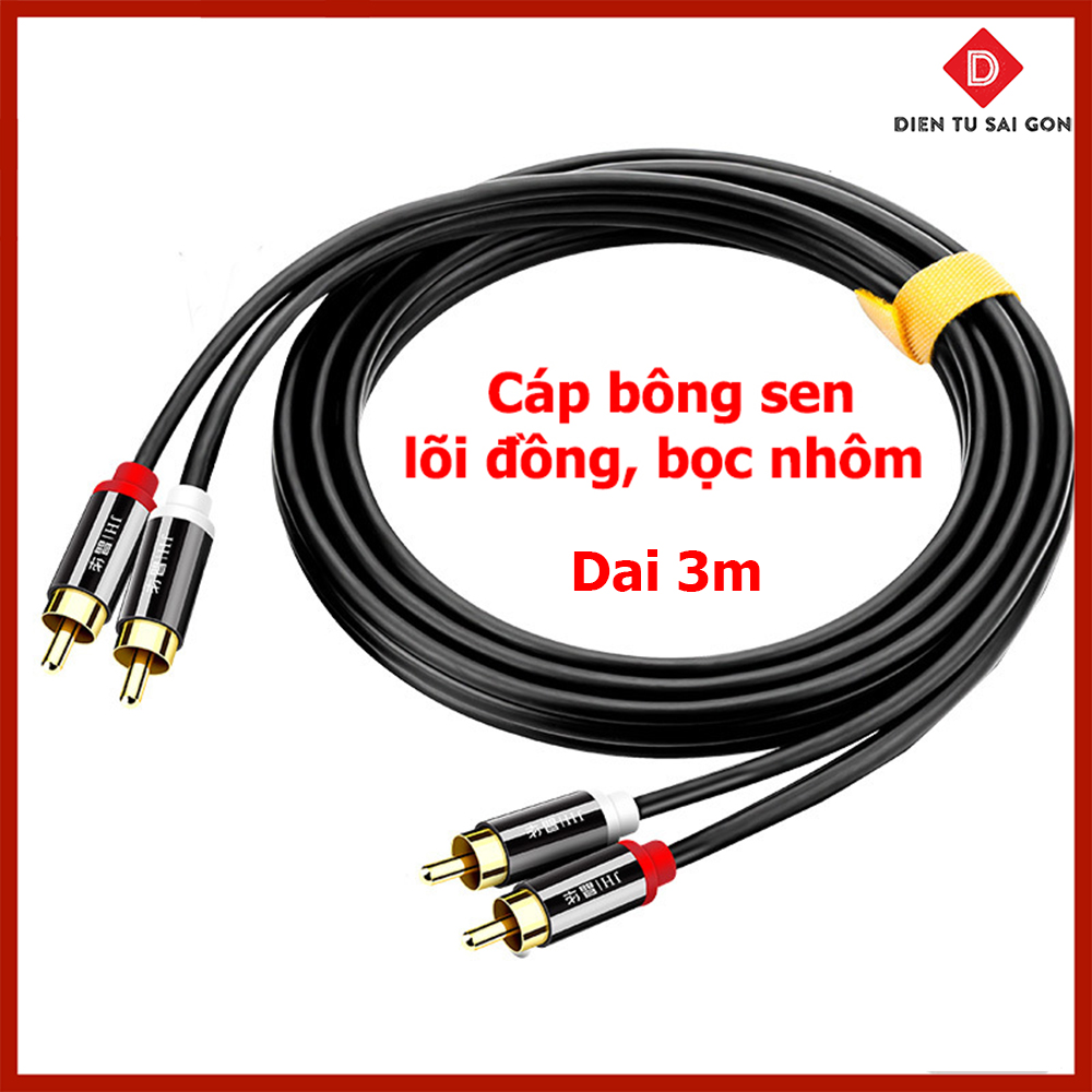 Cáp hoa sen 2RCA cho loa, amply, 2 đầu 2RCA dài 3m - JH-A112H