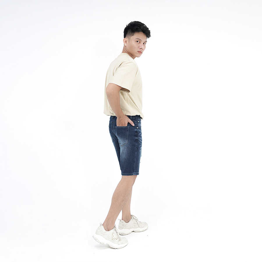 Quần Short Jeans Nam Rách Cao Cấp HUNTER -RAYS Form Slimfit Thun Màu Xanh S57