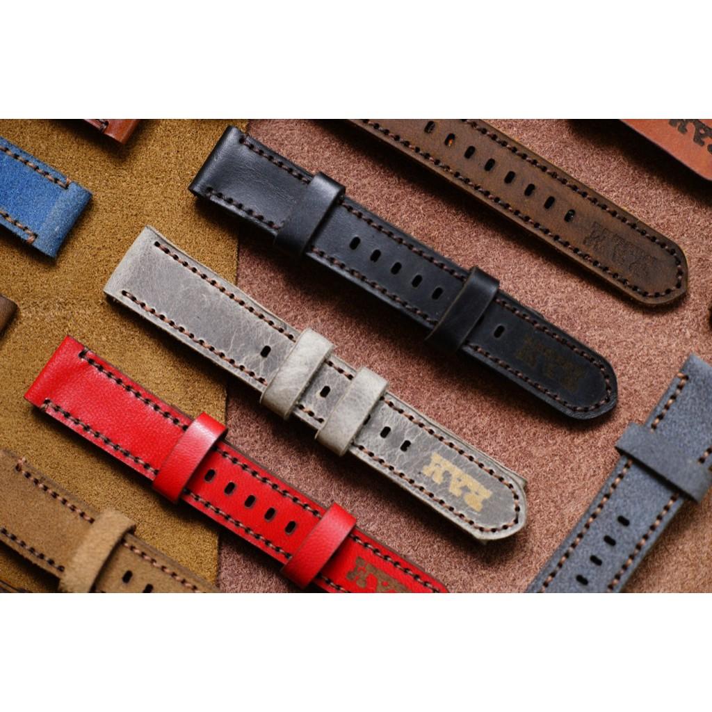 Dây đồng hồ da bò thật 22mm handmade bền chắc cao cấp RAM Leather - tặng khóa chốt và cây thay dây