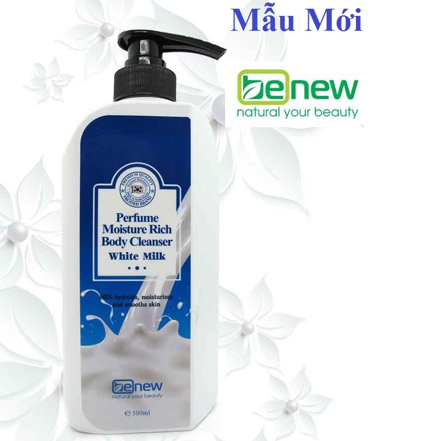 Sữa tắm trắng da sạch nhờn chiết xuất sữa tươi BENEW Hàn quốc ( 500ml) kèm nơ