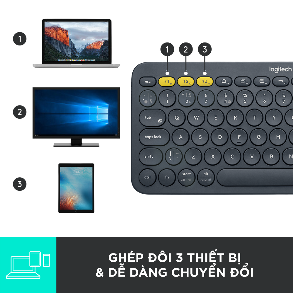 Bàn Phím Bluetooth Logitech K380 - Hàng Chính Hãng