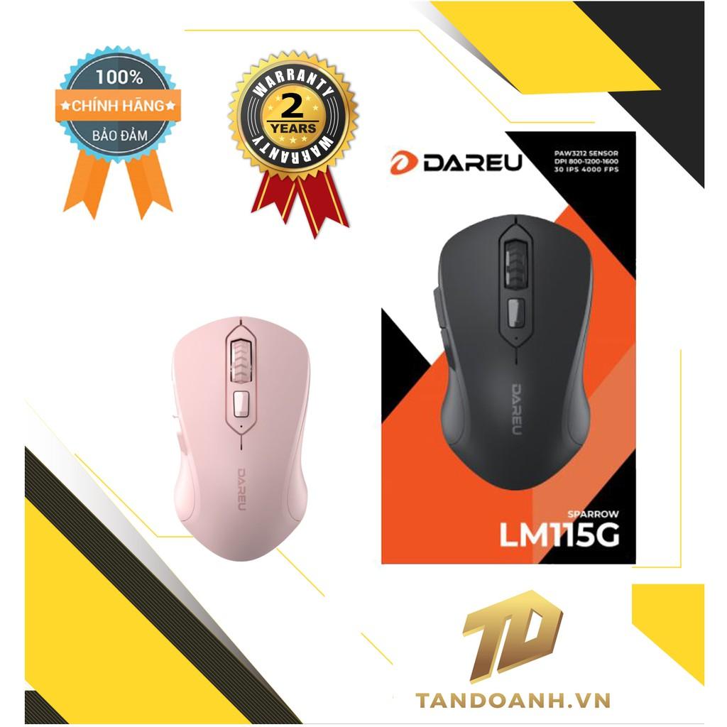 Chuột không dây Dareu LM115G (Đen/Hồng/Hình thú ngộ nghĩnh)