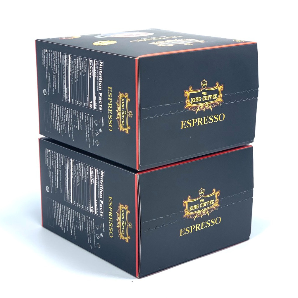 Combo 2 Hộp Cà Phê Đen Hòa Tan Espresso King Coffee(Hộp 100 gói x 2.5g)