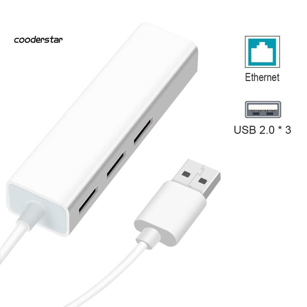 Đầu chia 3 cổng USB 2.0/ Type-C và cổng cắm mạng Lan RJ45 tiện dụng