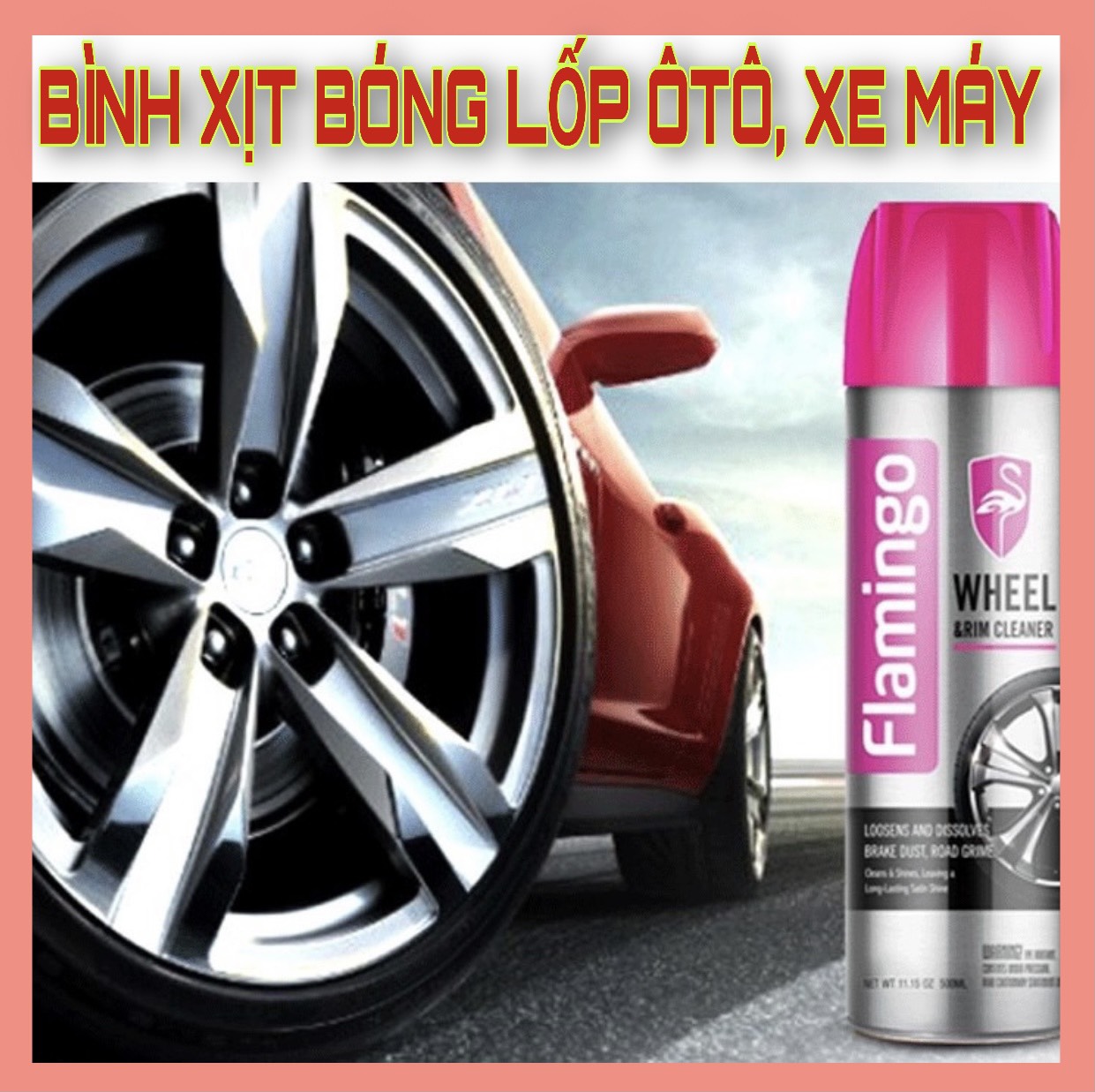 Xịt Dưỡng Bóng Và Phục Hồi Lốp Ô Tô Xe Hơi Flamingo F010 500ml