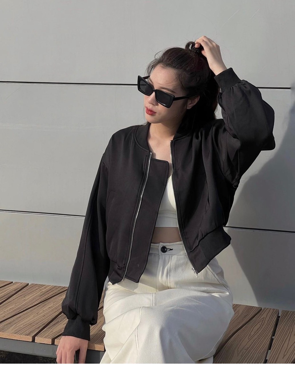 ÁO KHOÁC LỬNG NỮ UNISEX CROPTOP BOMBER THỂ THAO BÓNG CHÀY THUN FORM RỘNG TAY DÀI ĐI CHƠI ĐI TIỆC DẠO PHỐ ĐI BIỂN