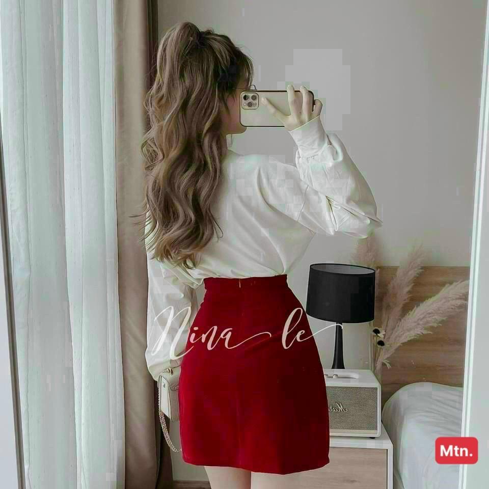 Sét áo thun in chữ phom rộng kèm chân váy
