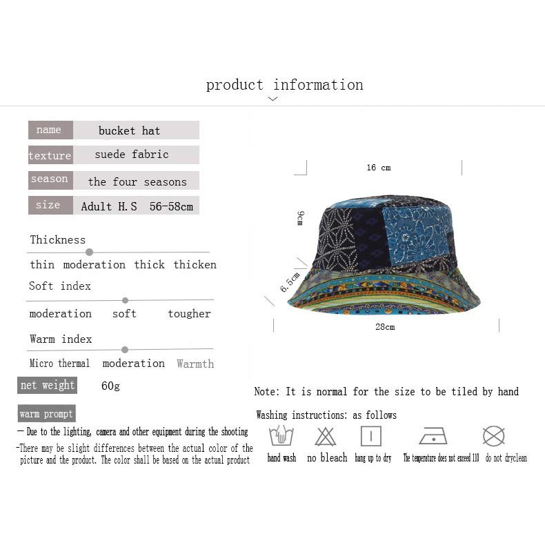 Mũ Nón Bucket Vành Ngắn Họa Tiết Bandana Phong Cách Bohemian - Mã NV011