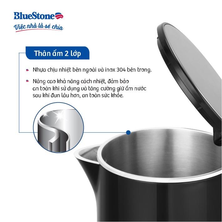 Ấm Đun Siêu Tốc BlueStone KTB-3455, 1.5Lit - 2200W, 2 Lớp Siêu Bền - Hàng Chính Hãng