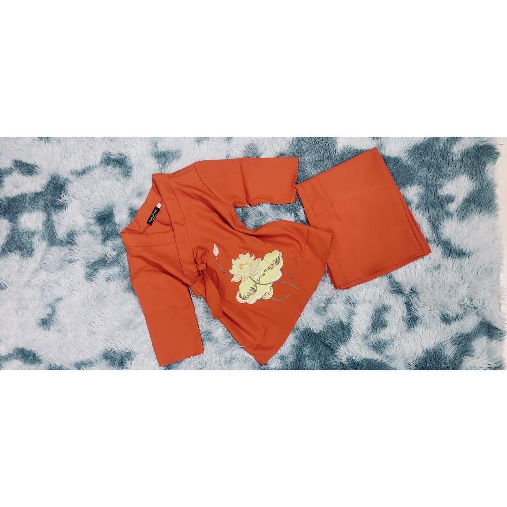 ĐỒ LAM ĐI CHÙA Thêu Sen Tim Nơ