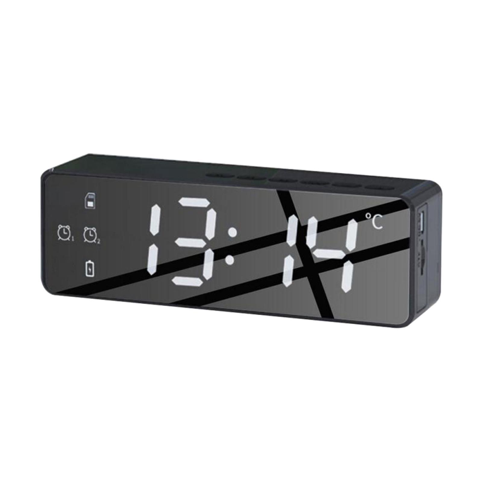 Bluetooth Speaker Large Display with Timer USB TF Card Desktop Bedside - Black,
