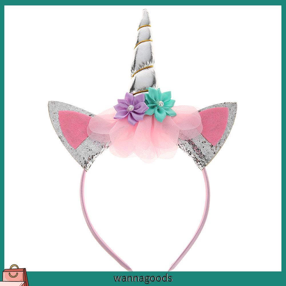 Băng Đô Cài Tóc Hình Sừng Kỳ Lân Đính Kim Sa Cho Bé