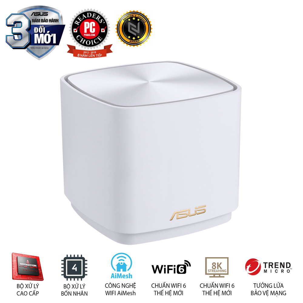 Hệ thống MESH WI-FI 6 ASUS XD4 (W-2-PK) Mini ZenWiFi AX1800 Băng Tần Kép - Hàng Chính Hãng