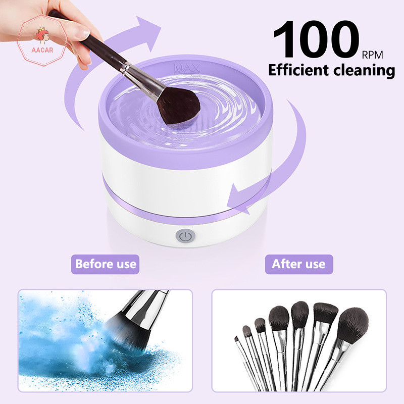 Máy làm sạch Vệ sinh cọ trang điểm tự động mới Có Cổng Sạc usb Tiện Dụng bằng bàn chải silicon
