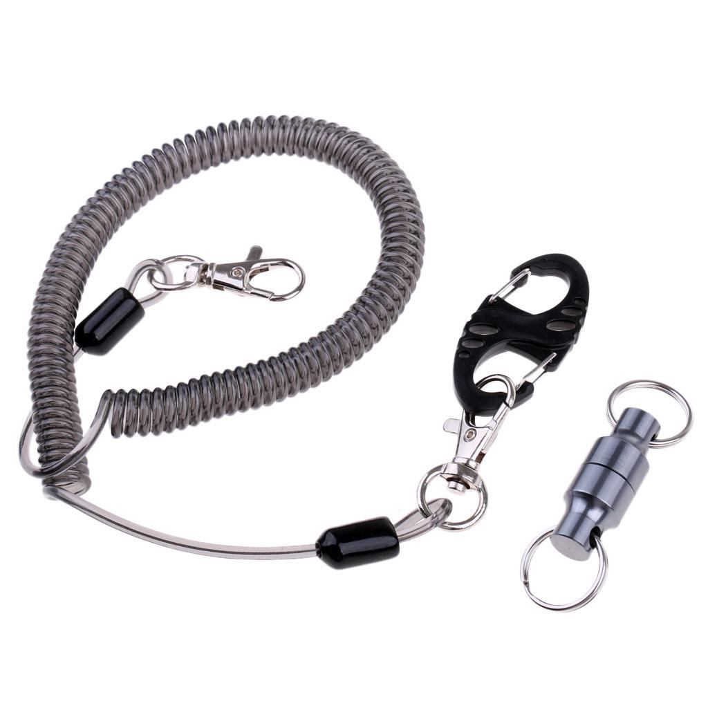 Retractable Fishing Coiled Lanyard With Magnetic Net Release Fly Fishing