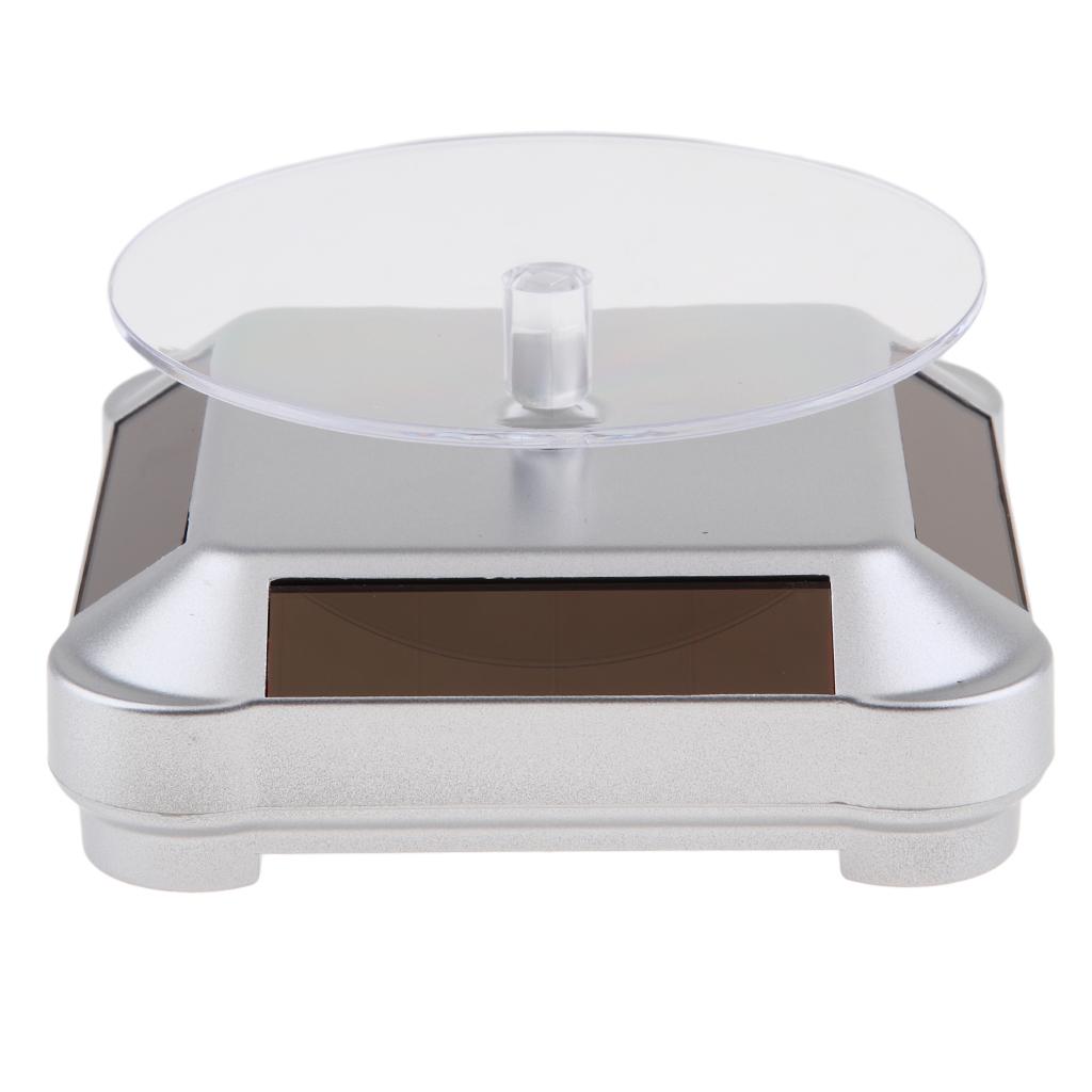 Solar and Battery Powered Turntable Rotating Display Stand Holder Watch Jewelry & Phone Display V Rack, Convenient, Save energy, Eco-friendly