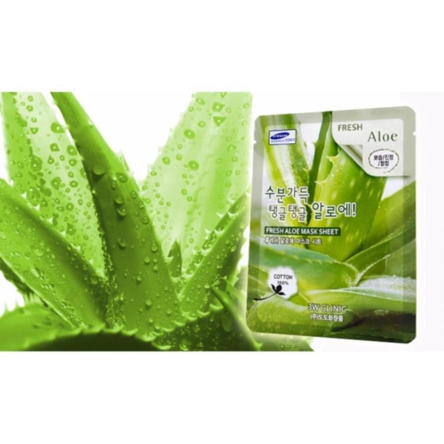 Bộ 10 gói mặt nạ dưỡng ẩm da chiết xuất nha đam 3W Clinic Fresh Aloe Mask Sheet 23ml X 10