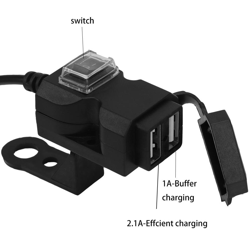 For Phone Mobile Handlebar Or Mirror Waterproof 5V 3.1A Adapter Dual USB Port Motorbike Motorcycle Charger Power Supply Socket 12V
