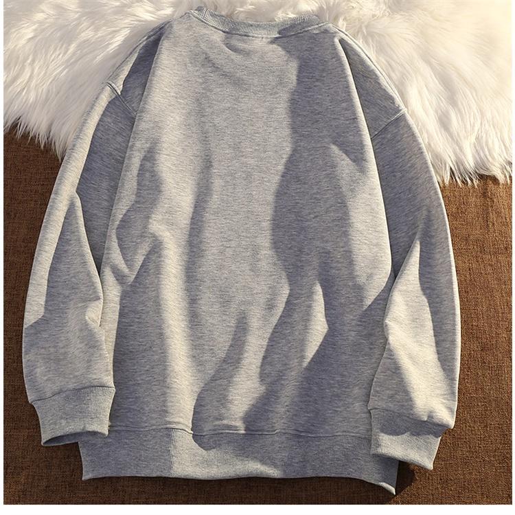 Áo Sweater Cotton Tay Dài Cổ Tròn Dáng Rộng Phong Cách Hàn Quốc Thời Trang Mùa Thu Cho Nam Và Nữ