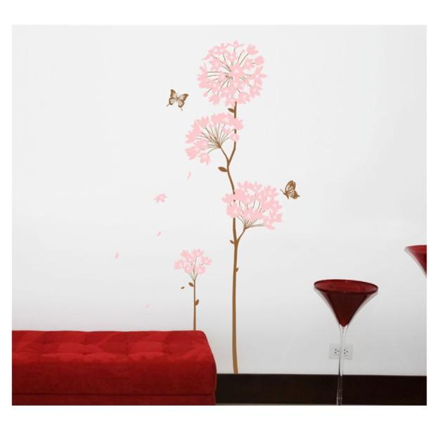 Decal trang trí tường Hoa và bướm xinh