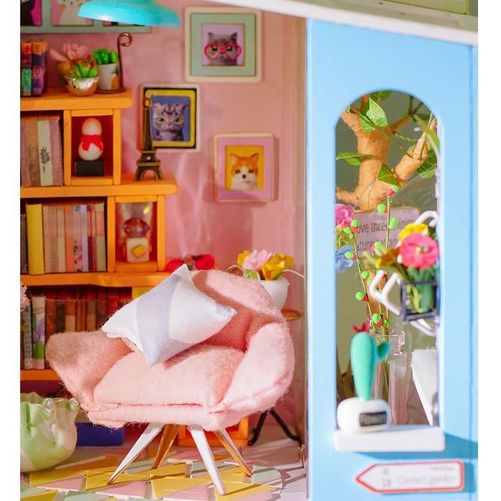 Đồ chơi Lắp ráp gỗ 3D Mô hình nhà DIY Doll House Dora's Loft DG12 Kèm Đèn LED