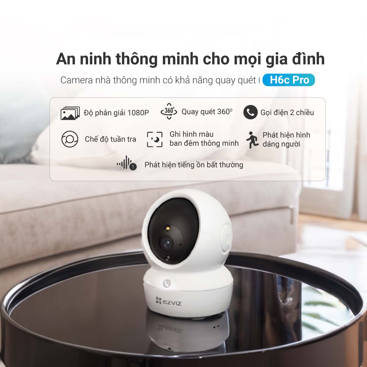 Camera Ezviz H6C Pro 2K 4mp, Nút Call Gọi Điện-hàng chính hãng