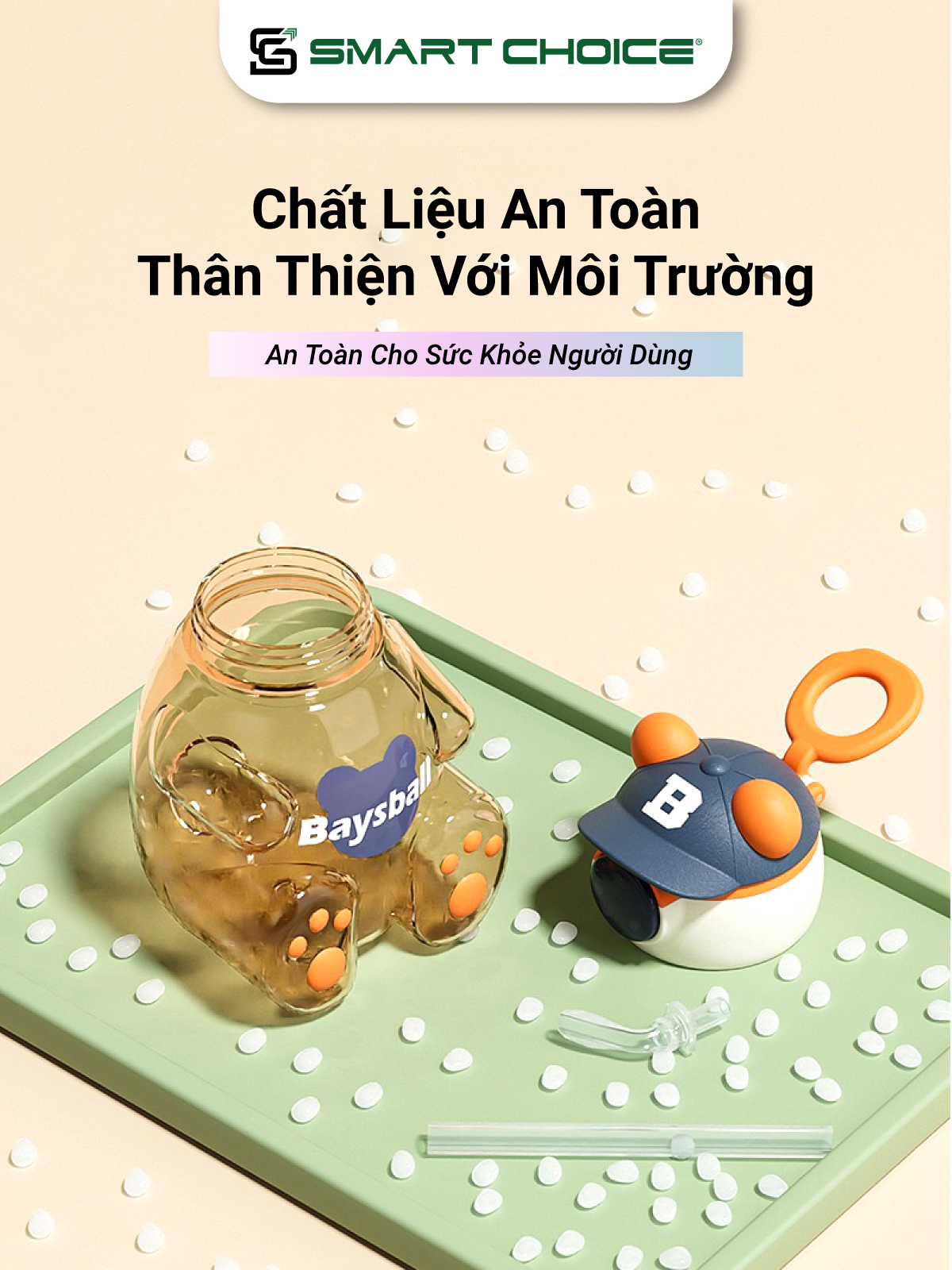 Bình Đựng Nước Gấu Baysball SMARTCHOICE 3 Loại, Lọ Đựng Nước Cao Cấp Dễ Thương Cho Bé SCG-PK083