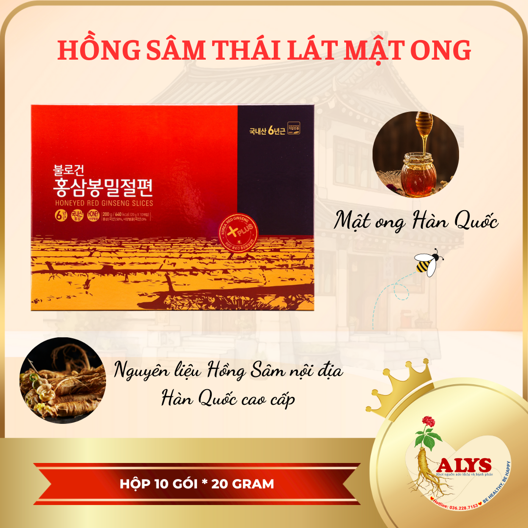 Hồng Sâm Thái Lát Tẩm Mật Ong Hàn Quốc Daedong ( Hộp 20g*10 gói )