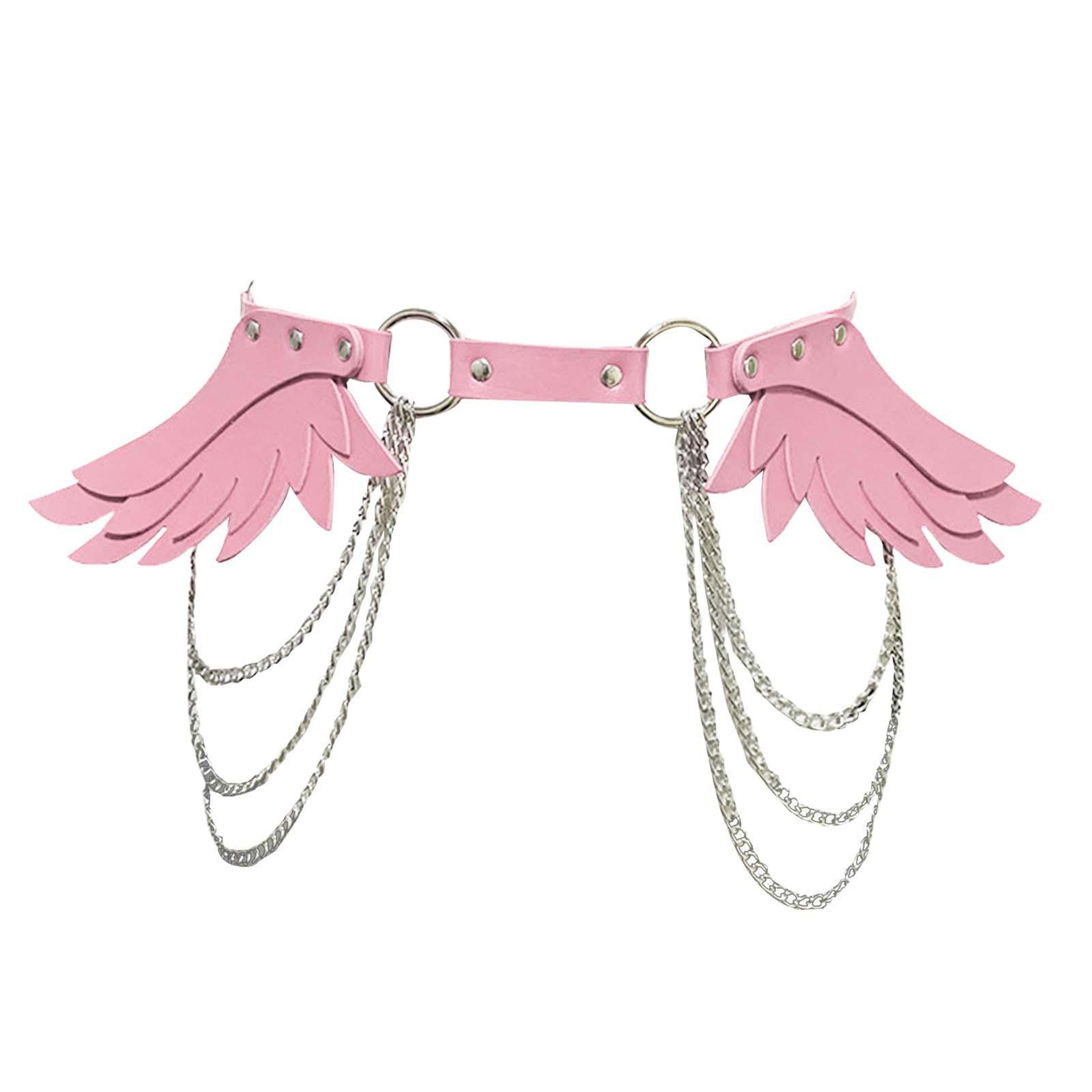 Punk Waist Chain Belt with Wing Punk Rock Belt for Pants Cosplay Rave Outfit