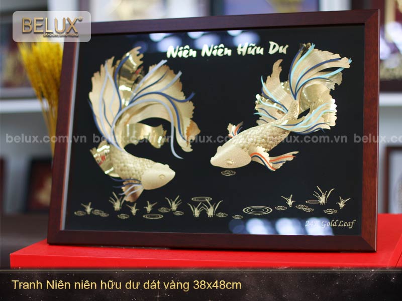Tranh Đôi cá dát vàng 24k - quà tặng ý nghĩa