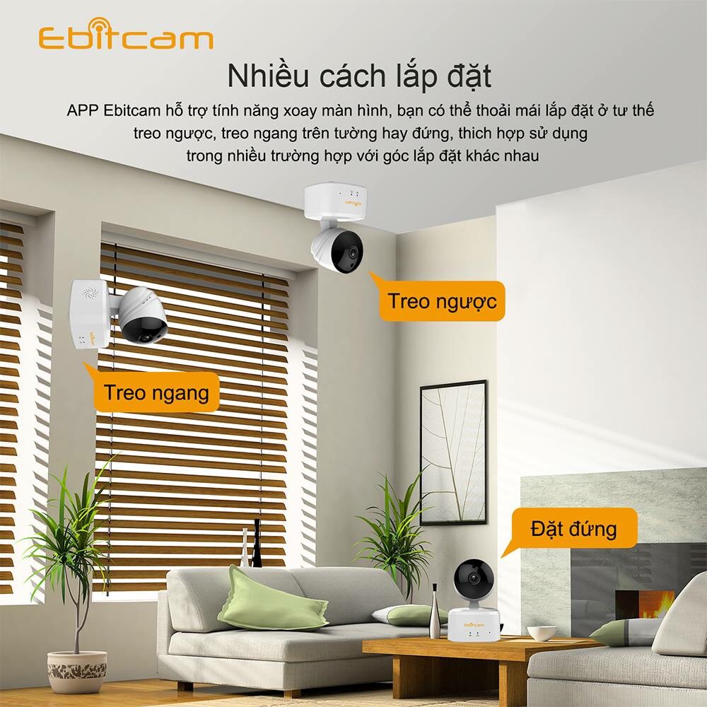 Camera Ip Wifi Ebitcam E2 2.0MP Full HD 1080P Kèm Thẻ Nhớ 32GB - Hàng Chính Hãng