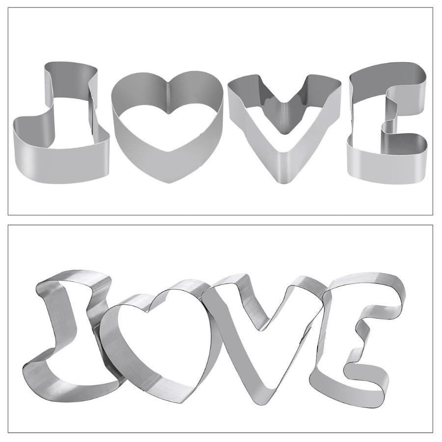 Khuôn RING Mousse Cookies Cutter KHUÔN Nhấn Dụng Cụ Làm KEM MOUSSE HÌNH CHỮ LOVE - MOUSLOVE4P