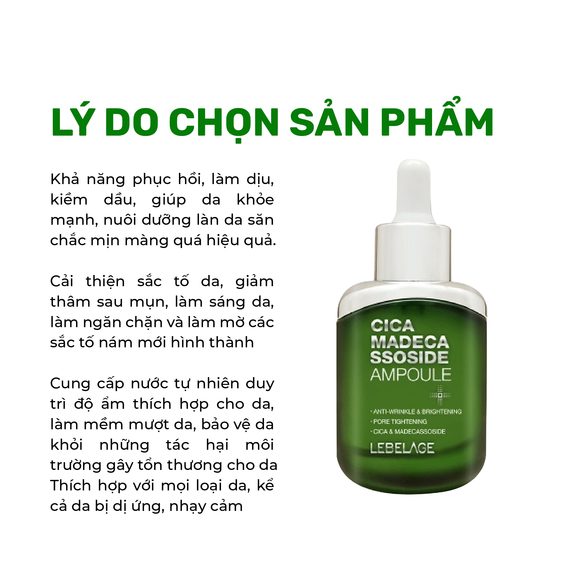 [11.2024] Tinh Chất Rau Má Hỗ Trợ Giảm Mụn Và Làm Dịu Dành Cho Da Nhạy Cảm Lebelage Cica Madecassoside Ampoule 35ml