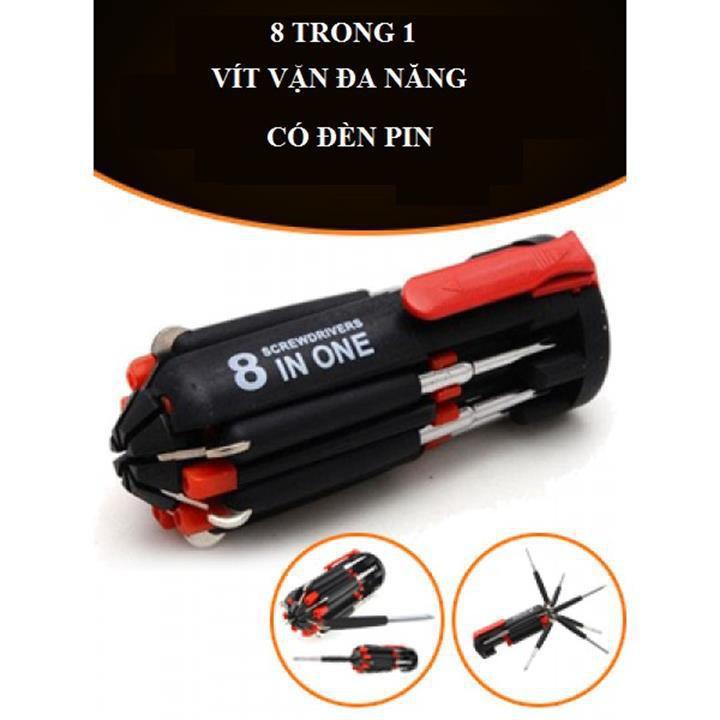 TUA VÍT ĐA NĂNG 8 IN 1 CÓ ĐÈN PIN CỰC TIỆN CHO BỘ DỤNG CỤ GIA ĐÌNH  M4 in 1