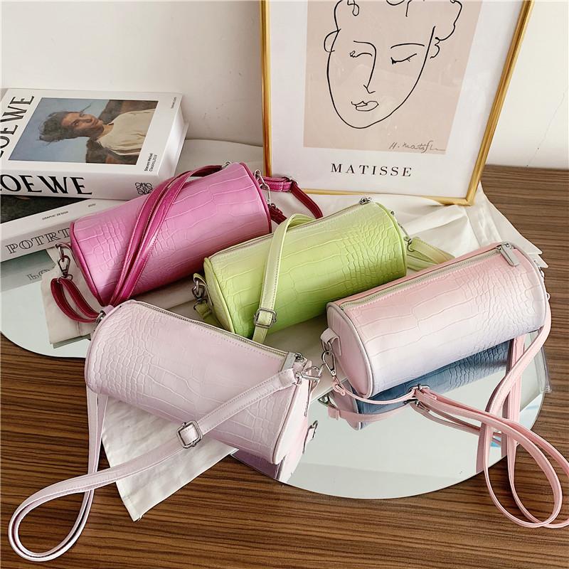 2021 Mới Cá Tính Retro Nữ Túi Đeo Vai Hình Trụ Trống Túi Nữ Túi Dung Tích Lớn Đa Năng Cầm Tay