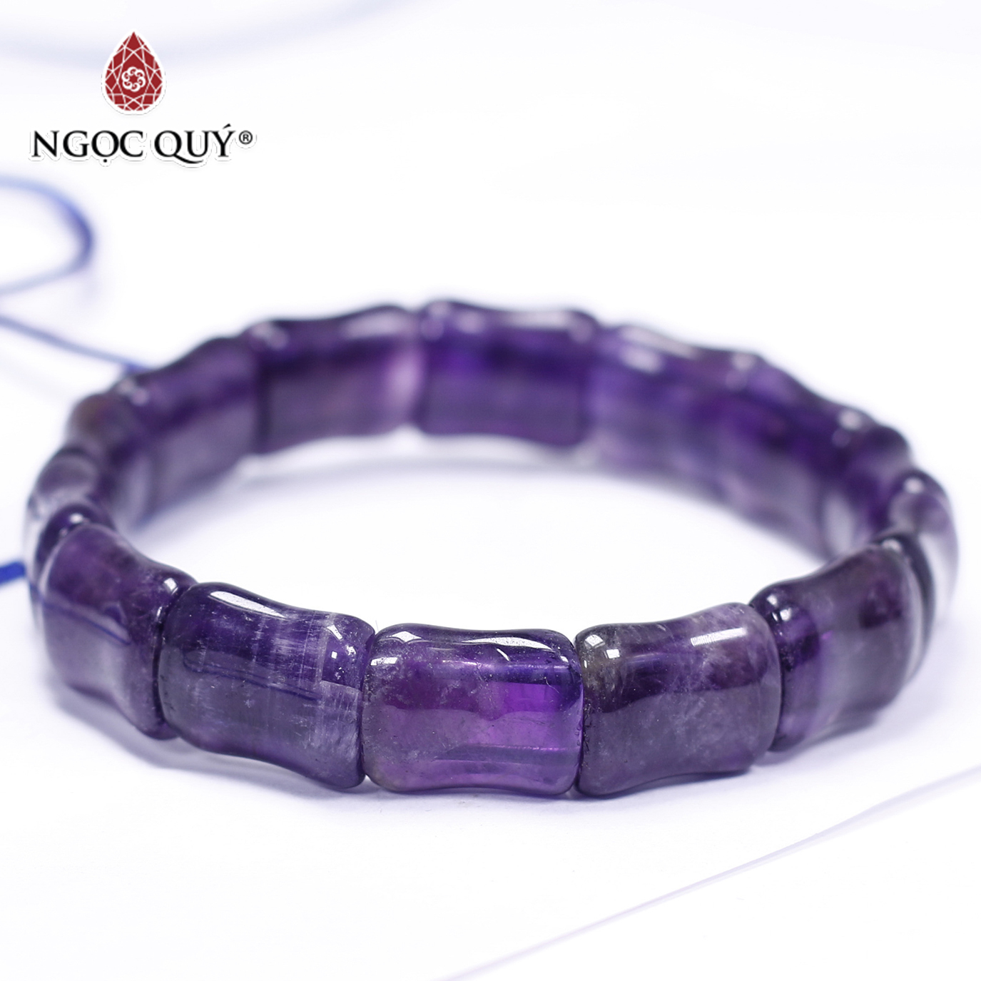 Vòng tay đá thạch anh tím đốt trúc 14.5x11.5mm mệnh hỏa. thổ - Ngọc Quý Gemstones