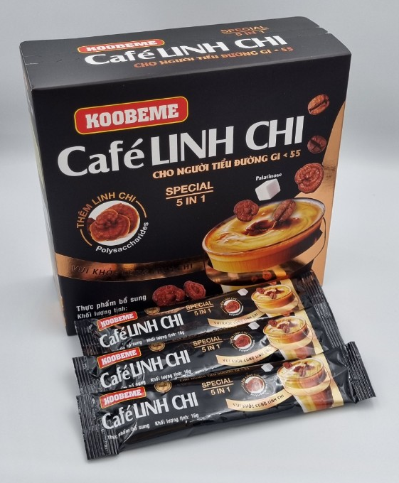 Cà phê hoà tan Café Linh Chi Special Koobeme cho người tiểu đường, ổn định đường huyết vị ngọt béo đậm đà Hộp 18 gói