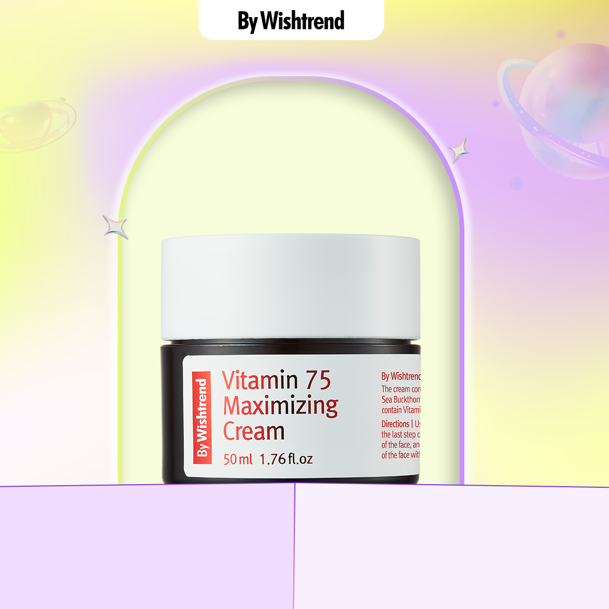 By Wishtrend kem dưỡng Vitamin 75 Maximizing Cream 50g+Nước hoa hồng tẩy da chết Mandelic Acid 5% Skin Prep Water 120ml