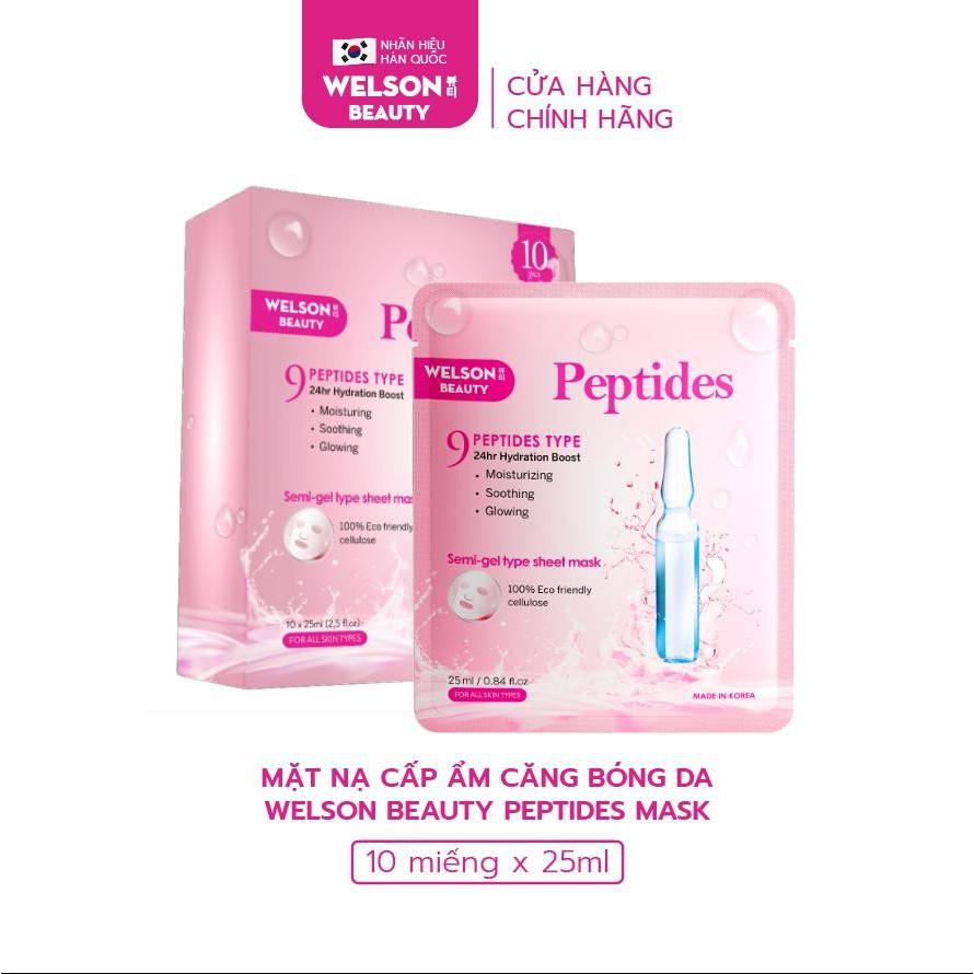 Hộp 10 Miếng Mặt Nạ Peptides Dưỡng Ẩm Căng Bóng Da 10 x 25ml