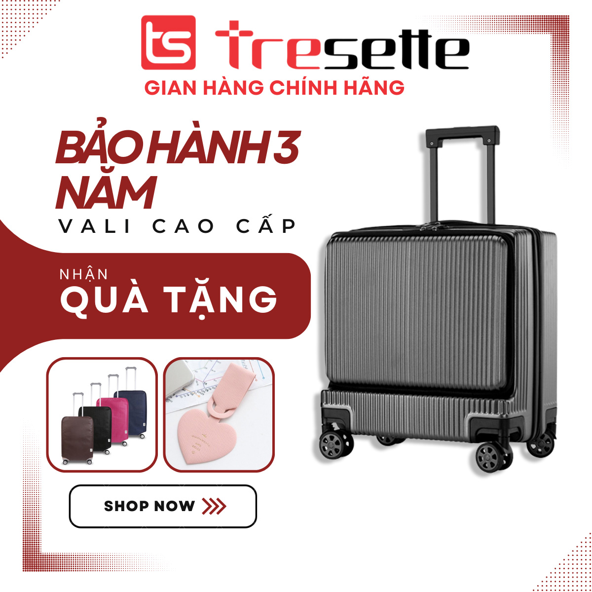 FREESHIP SIZE 18 INCH Vali khóa kéo du lịch siêu bền Cao Cấp Hàn Quốc Tresette 2026 CAO CẤP - Ghi