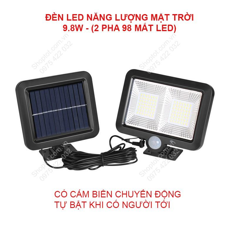 ĐÈN LED PHA NĂNG LƯỢNG MẶT TRỜI L98F2 KÈM CẢM BIẾN CHUYỂN ĐỘNG LOẠI 9.8W-98 MẮT LED CÓ 2 PHA