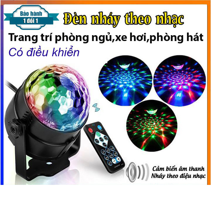 ĐÈN LED XOAY TRANG TRÍ 7 MÀU CẢM ỨNG THEO NHẠC VŨ TRƯỜNG SÂN KHẤU - CÓ ĐIỀU KHIỂN