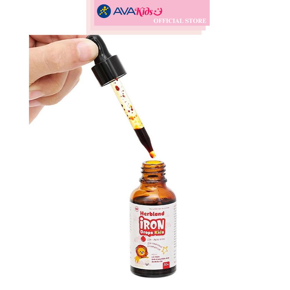 Siro Herbland Iron Drops Kids hỗ trợ cải thiện thiếu máu do thiếu sắt 30 ml (từ 6 tháng)