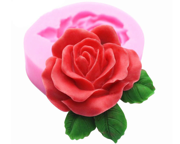 Khuôn Silicon 3D Hoa Hồng Kèm Lá